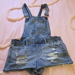 Denim Short Overalls - Blue